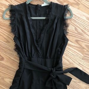 Black Jumpsuit with lace details and tie waist